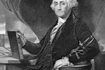 Portrait en noir et blanc de George Washington.