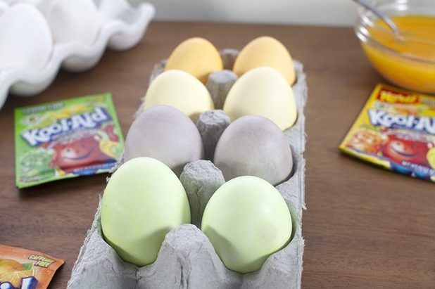Vous'll have lovely pastel colored eggs using this simple Kool-Aid recipe.
