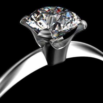Image 3D d'une bague en diamant.