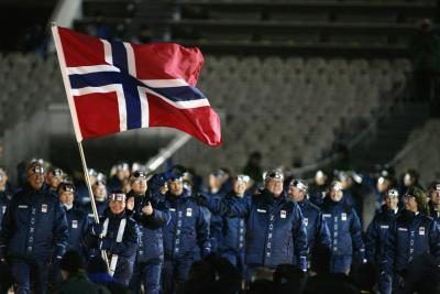 Les athlètes olympiques de Norvège lors des cérémonies d'ouverture