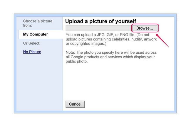 Utilisez le bouton Parcourir pour trouver votre image.
