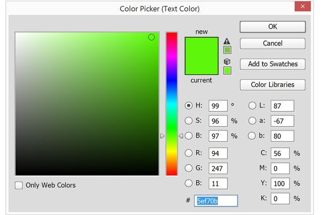 Il ya plusieurs façons de sélectionner une couleur dans le sélecteur de couleurs.
