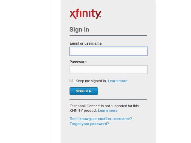 Vous pouvez't log in to Comcast email using Facebook, unlike some other Comcast services.