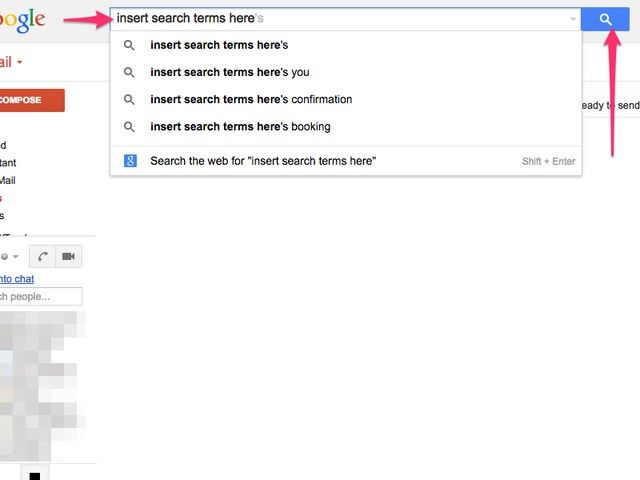 Gmail commence automatiquement la recherche que vous tapez.