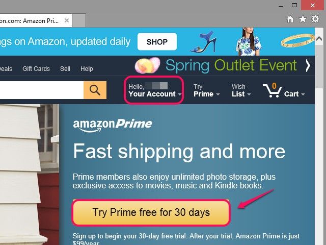 Inscrivez-vous à Amazon Premium gratuitement pendant 30 jours.