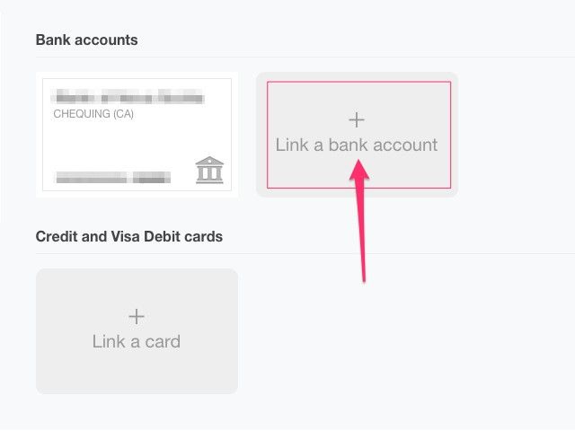 Vous pouvez également lier les cartes de crédit à votre compte, mais peut't withdraw to them.